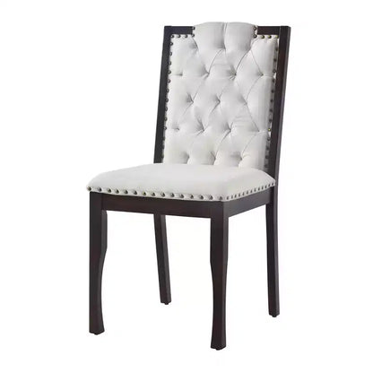Ensemble de table à manger rectangulaire noire / espresso, rembourrée, 6 places