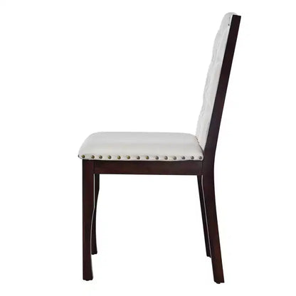 Ensemble de table à manger rectangulaire noire / espresso, rembourrée, 6 places