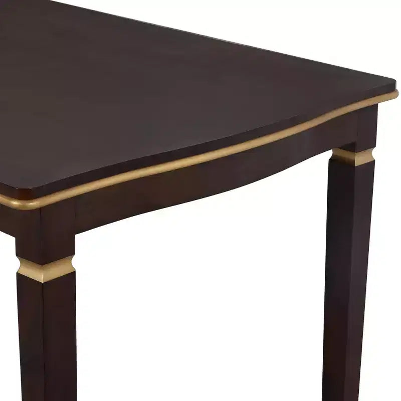 Ensemble de table à manger rectangulaire noire / espresso, rembourrée, 6 places