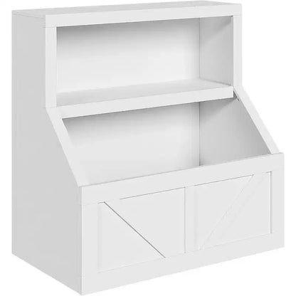 Étagère à Livres pour Enfants à 2 Niveaux avec Armoire de Rangement – Blanc Antique / Gris / Blanc, pour 1 Enfant