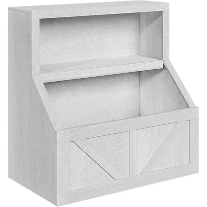 Étagère à Livres pour Enfants à 2 Niveaux avec Armoire de Rangement – Blanc Antique / Gris / Blanc, pour 1 Enfant