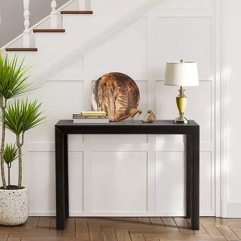 Console noire rectangulaire en bois de pin de 46 pouces