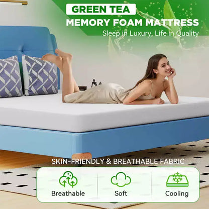 Matelas en mousse à mémoire de forme au thé vert, blanc, fermeté moyenne, une/deux places/grand lit/très grand lit