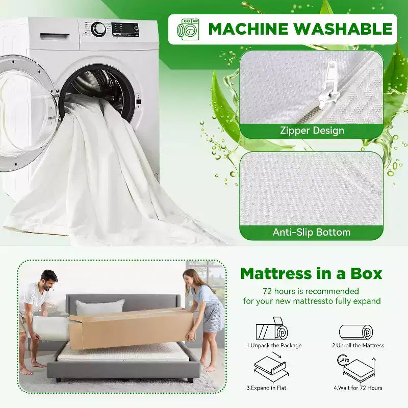 Matelas en mousse à mémoire de forme au thé vert, blanc, fermeté moyenne, une/deux places/grand lit/très grand lit