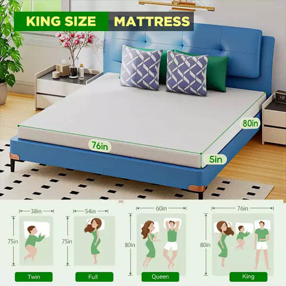 Matelas en mousse à mémoire de forme au thé vert, blanc, fermeté moyenne, une/deux places/grand lit/très grand lit