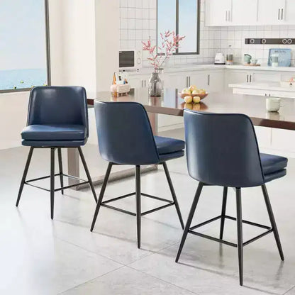 Tabouret de bar pivotant en similicuir noir / bleu / marron / vert / blanc, lot de 2
