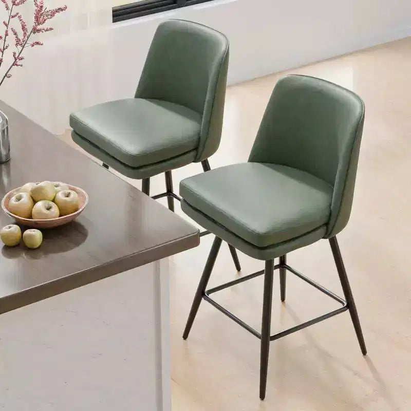 Tabouret de bar pivotant en similicuir noir / bleu / marron / vert / blanc, lot de 2