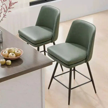 Tabouret de bar pivotant en similicuir noir / bleu / marron / vert / blanc, lot de 2