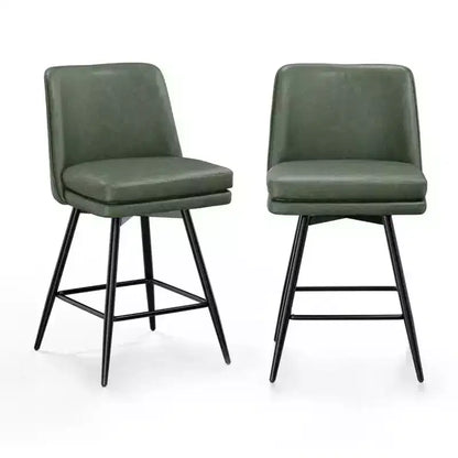 Tabouret de bar pivotant en similicuir noir / bleu / marron / vert / blanc, lot de 2