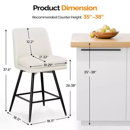 Tabouret de bar pivotant en similicuir noir / bleu / marron / vert / blanc, lot de 2
