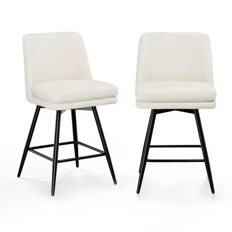 Tabouret de bar pivotant en similicuir noir / bleu / marron / vert / blanc, lot de 2