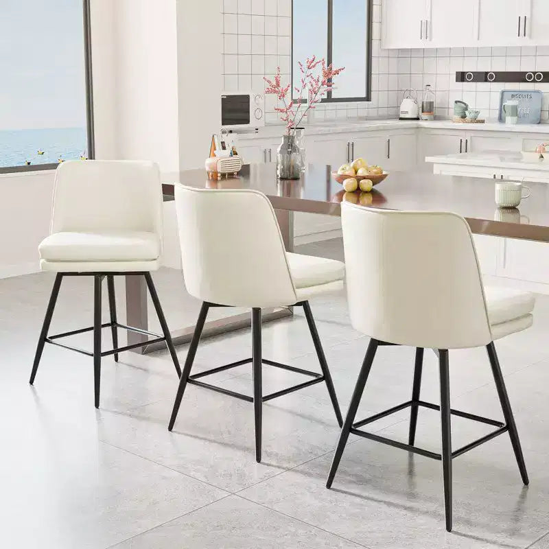 Tabouret de bar pivotant en similicuir noir / bleu / marron / vert / blanc, lot de 2