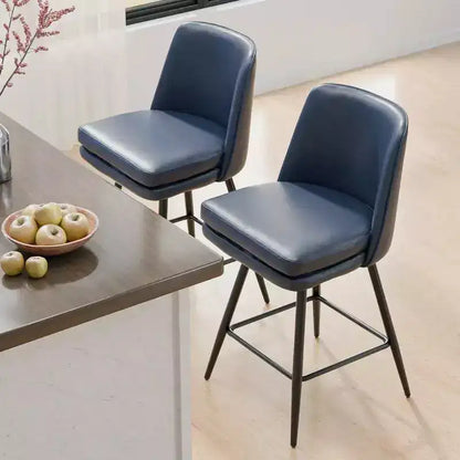 Tabouret de bar pivotant en similicuir noir / bleu / marron / vert / blanc, lot de 2
