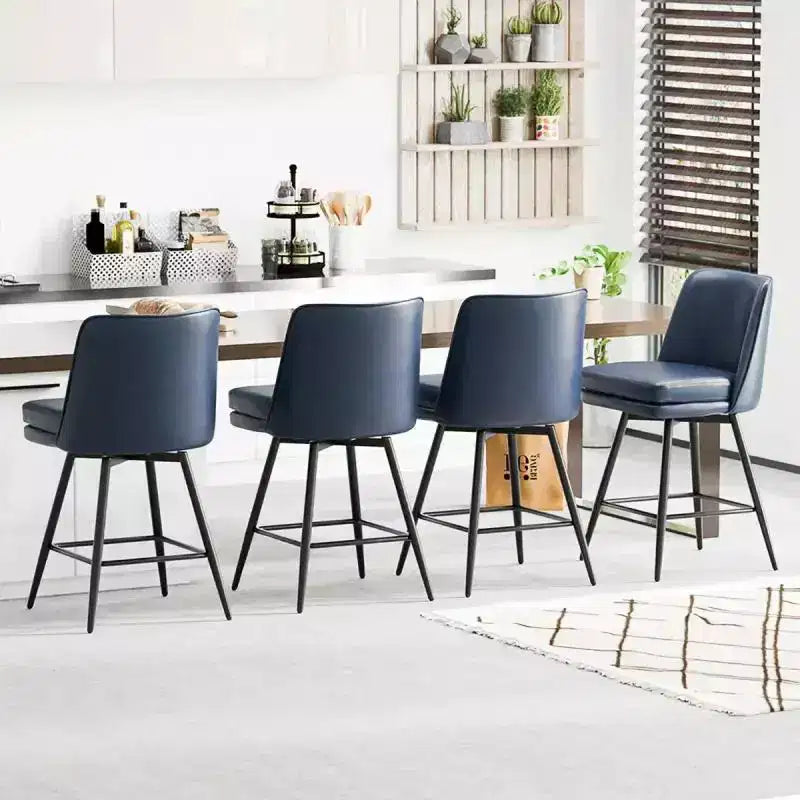 Tabouret de bar pivotant en similicuir noir / bleu / marron / vert / blanc, lot de 2