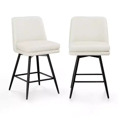 Tabouret de bar pivotant en similicuir noir / bleu / marron / vert / blanc, lot de 2