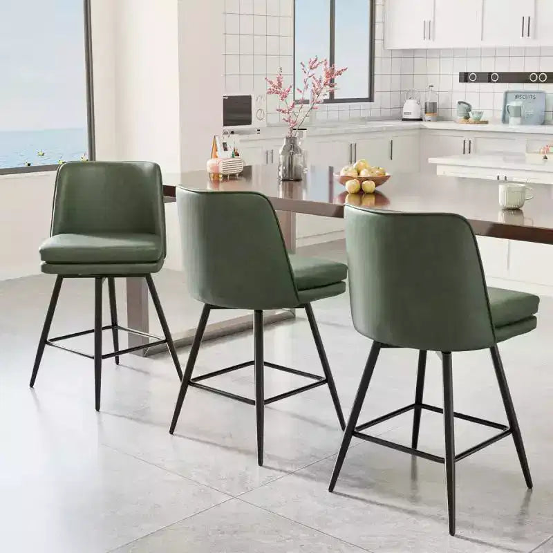 Tabouret de bar pivotant en similicuir noir / bleu / marron / vert / blanc, lot de 2