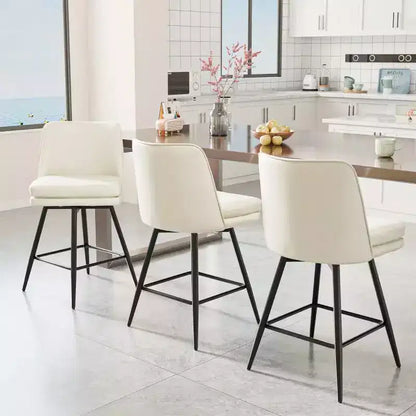 Tabouret de bar pivotant en similicuir noir / bleu / marron / vert / blanc, lot de 2