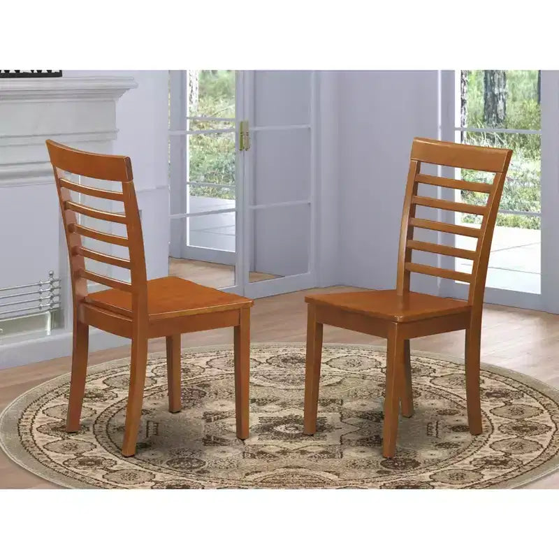 Chaise de salle à manger Saddle Brown en bois massif, style traditionnel, lot de 2