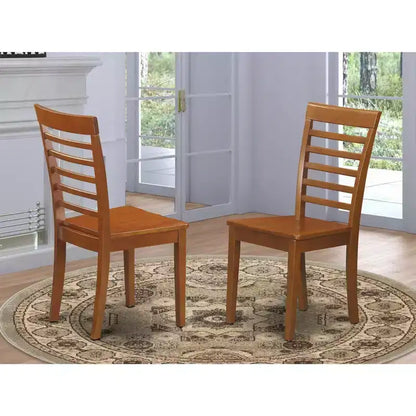 Chaise de salle à manger Saddle Brown en bois massif, style traditionnel, lot de 2