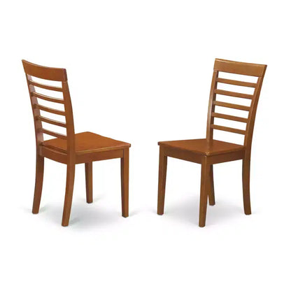 Chaise de salle à manger Saddle Brown en bois massif, style traditionnel, lot de 2