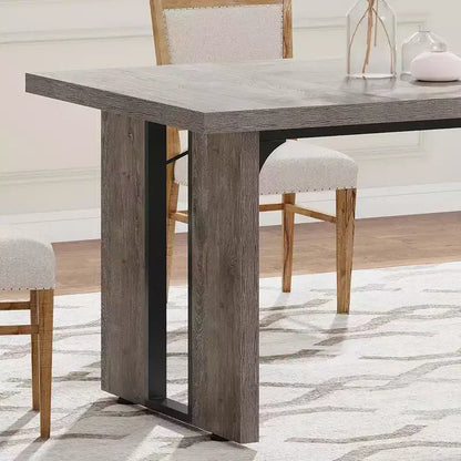 Table à manger rectangulaire en bois Marron / Marron et noir / Gris / Blanc, 6 places