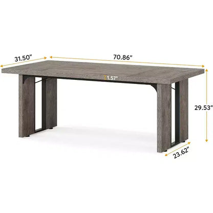 Table à manger rectangulaire en bois Marron / Marron et noir / Gris / Blanc, 6 places