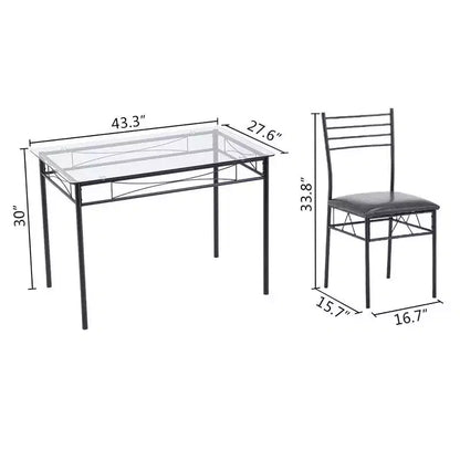Ensemble de salle à manger rectangulaire moderne noir 5 pièces pour 4 personnes