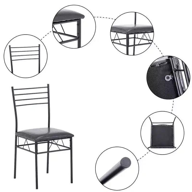 Ensemble de salle à manger rectangulaire moderne noir 5 pièces pour 4 personnes