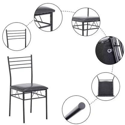 Ensemble de salle à manger rectangulaire moderne noir 5 pièces pour 4 personnes