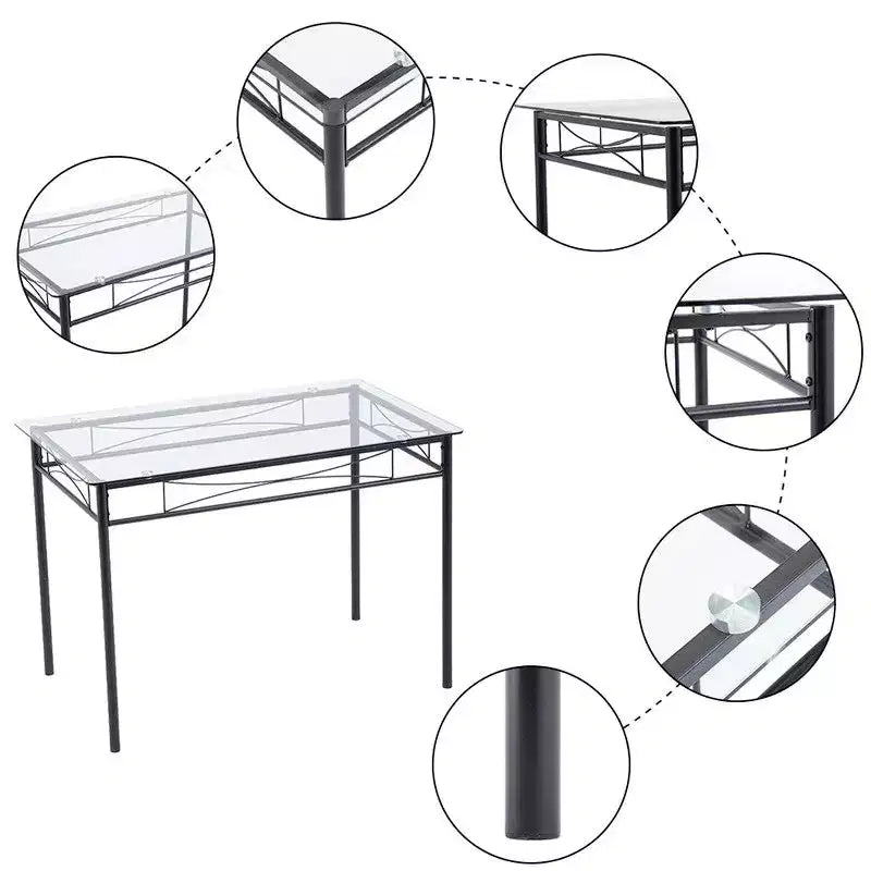 Ensemble de salle à manger rectangulaire moderne noir 5 pièces pour 4 personnes
