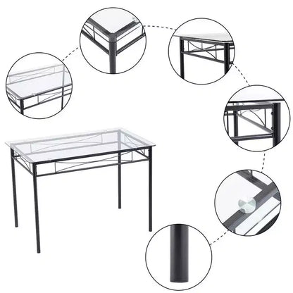 Ensemble de salle à manger rectangulaire moderne noir 5 pièces pour 4 personnes