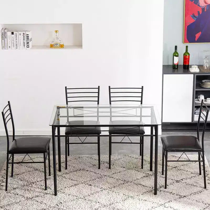 Ensemble de salle à manger rectangulaire moderne noir 5 pièces pour 4 personnes