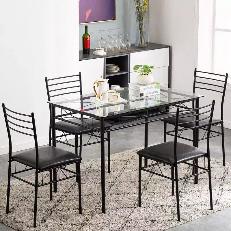 Ensemble de salle à manger rectangulaire moderne noir 5 pièces pour 4 personnes