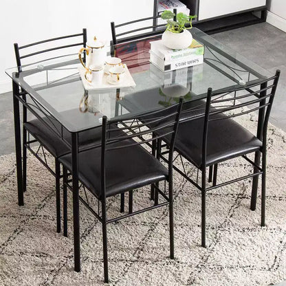 Ensemble de salle à manger rectangulaire moderne noir 5 pièces pour 4 personnes