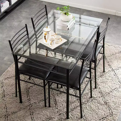 Ensemble de salle à manger rectangulaire moderne noir 5 pièces pour 4 personnes
