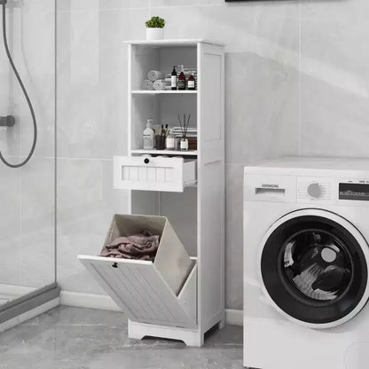Meuble de rangement en MDF blanc avec 2 tiroirs et 2 étagères, pour 1 personne