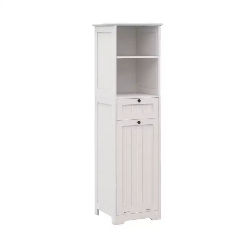 Meuble de rangement en MDF blanc avec 2 tiroirs et 2 étagères, pour 1 personne