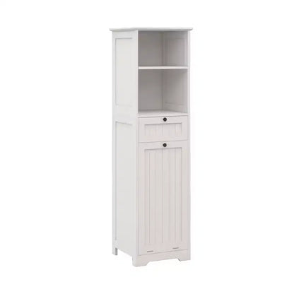 Meuble de rangement en MDF blanc avec 2 tiroirs et 2 étagères, pour 1 personne