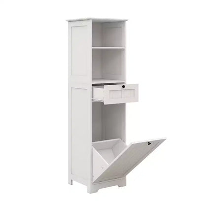 Meuble de rangement en MDF blanc avec 2 tiroirs et 2 étagères, pour 1 personne