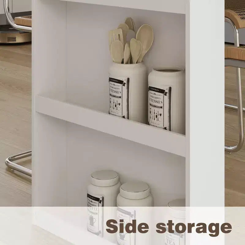 Meuble de buanderie autoportant blanc et bois avec étagères réglables et tiroir, 82,7 po larg.