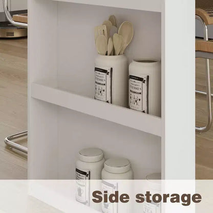 Meuble de buanderie autoportant blanc et bois avec étagères réglables et tiroir, 82,7 po larg.