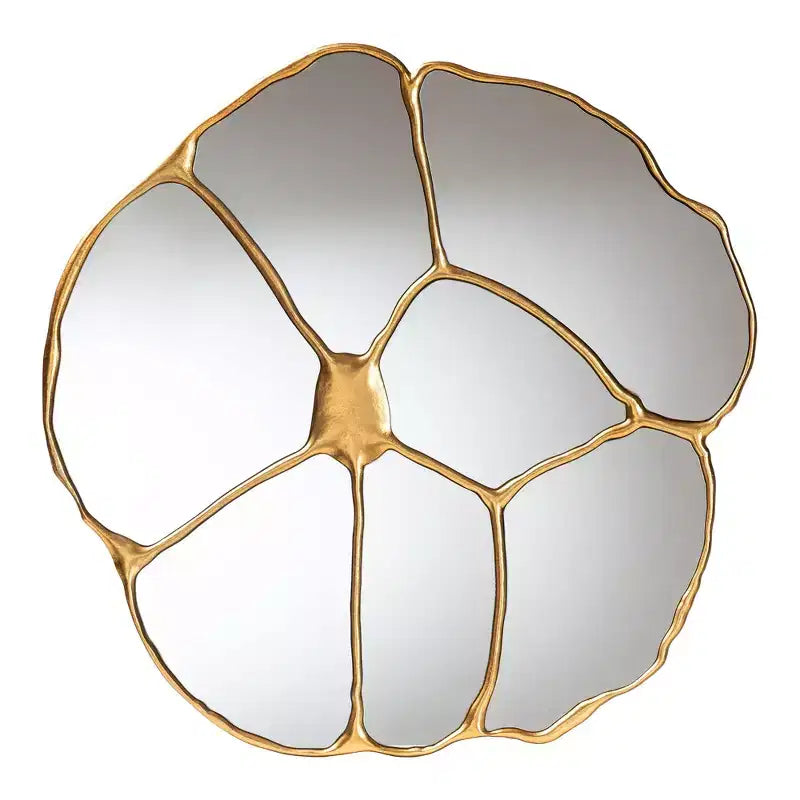 Miroir mural rond en forme de pétales de fleur, doré antique, 36 po, 1 pièce