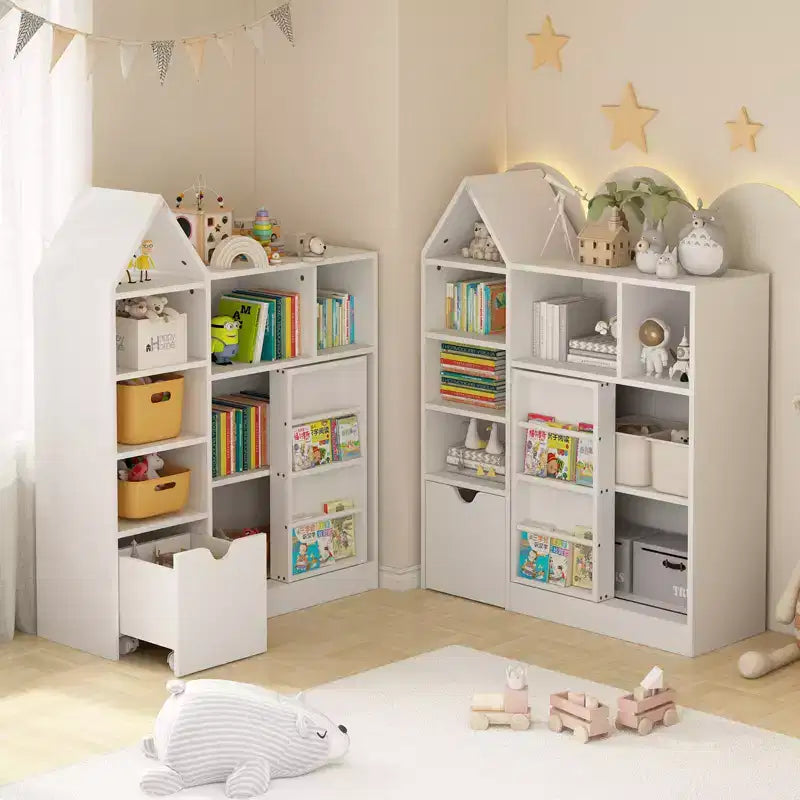 Étagère à Livres pour Enfants 3 Niveaux, 7 Casiers de Rangement, pour 1 Enfant, Blanche