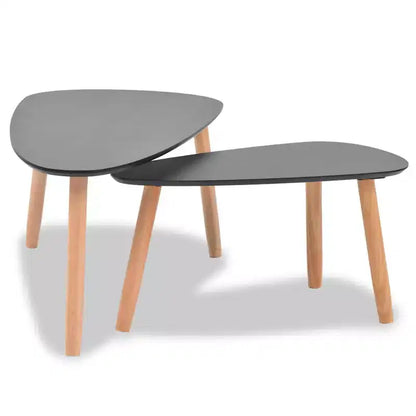 Lot de 2 tables basses ovales noires – Style scandinave à 3 pieds