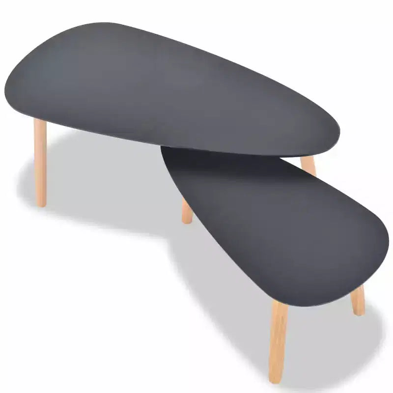Lot de 2 tables basses ovales noires – Style scandinave à 3 pieds