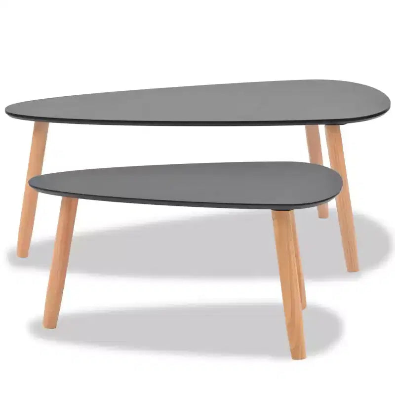 Lot de 2 tables basses ovales noires – Style scandinave à 3 pieds