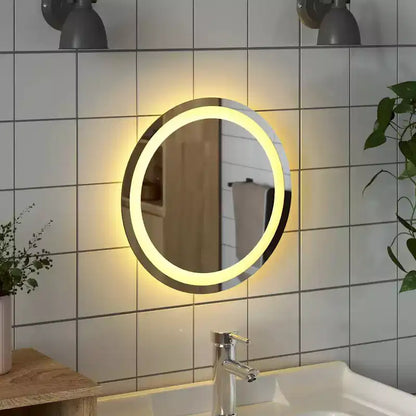 Miroir mural rond à DEL blanc, verre, assemblage par 1 personne