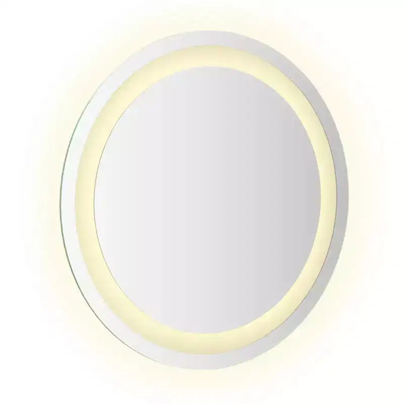 Miroir mural rond à DEL blanc, verre, assemblage par 1 personne