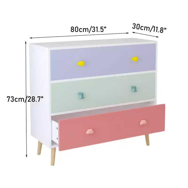 Commode en bois multicolore/blanche – 3 ou 4 tiroirs