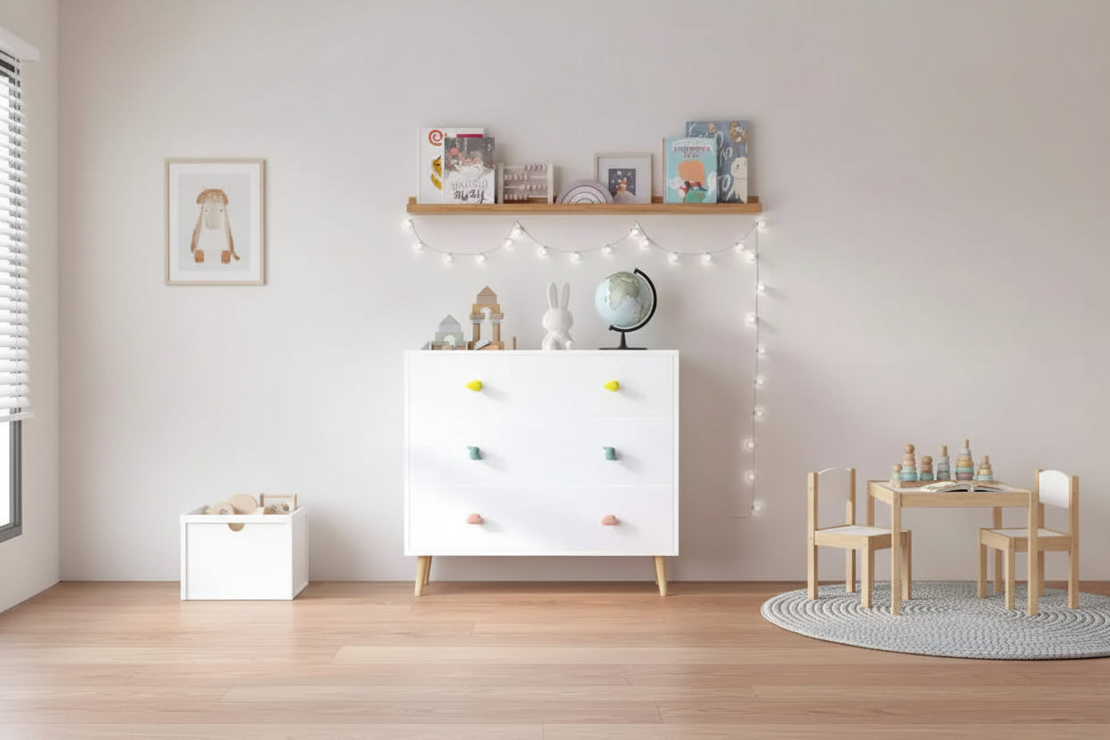 Commode en bois multicolore/blanche – 3 ou 4 tiroirs